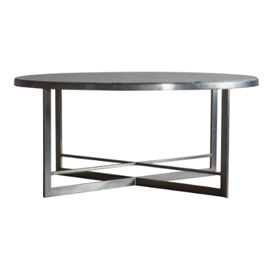 Nectar Round Grey Marble Coffee Table With Silver Metal Frame_3