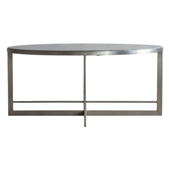 Nectar Round Grey Marble Coffee Table With Silver Metal Frame_4