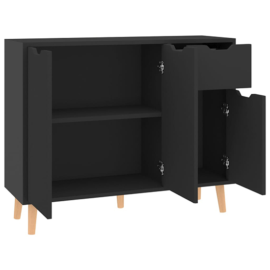 Nedra High Gloss Sideboard With 3 Doors 1 Drawer In Black_3