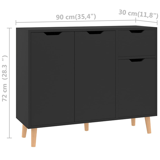 Nedra High Gloss Sideboard With 3 Doors 1 Drawer In Black_5