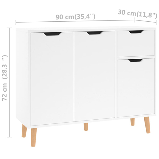 Nedra High Gloss Sideboard With 3 Doors 1 Drawer In White_5