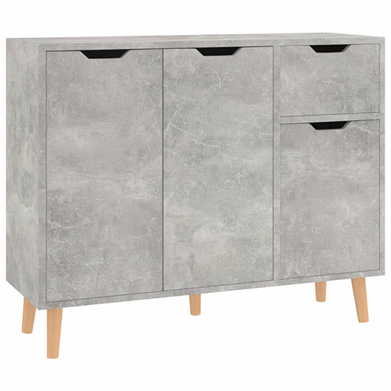 Nedra Wooden Sideboard With 3 Doors 1 Drawer In Concrete Effect