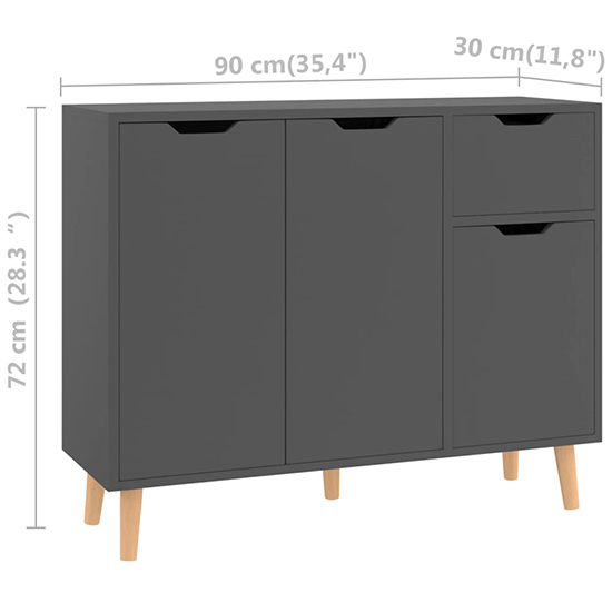 Nedra Wooden Sideboard With 3 Doors 1 Drawer In Grey_5