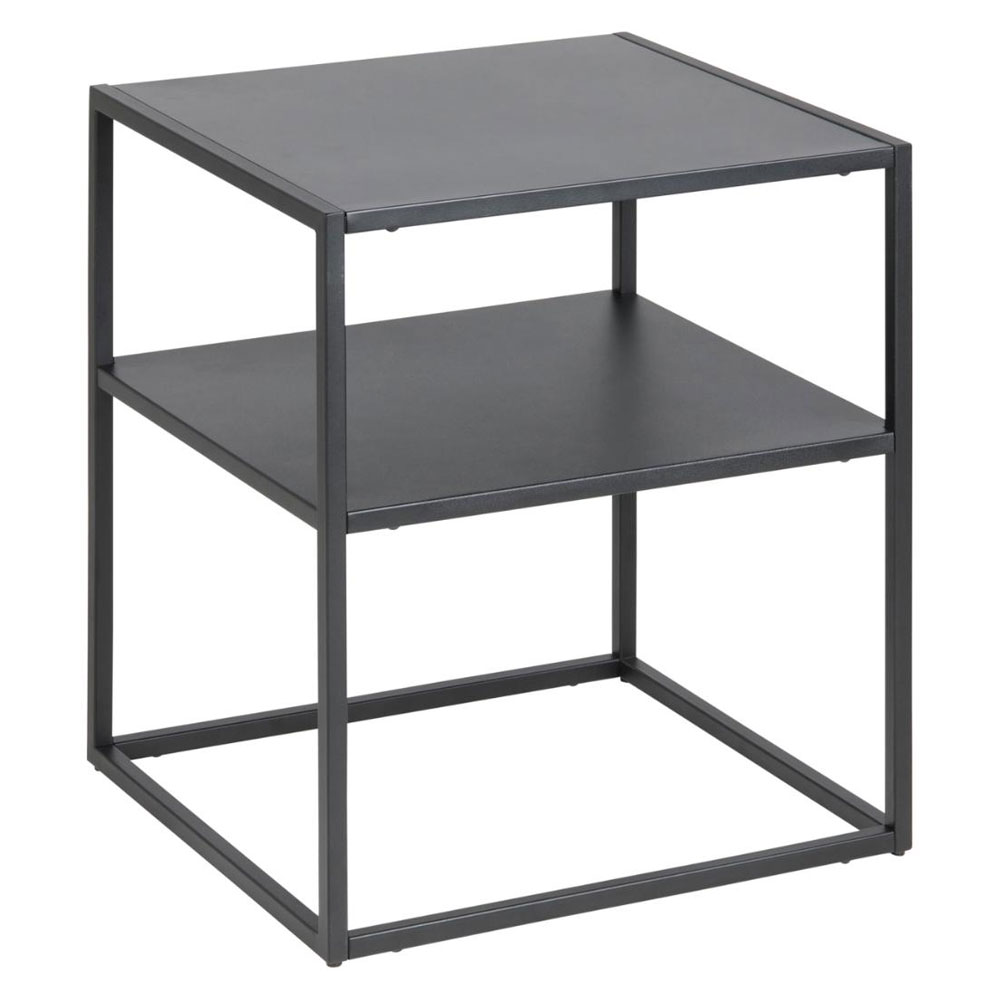 Needles Wooden Bedside Table in Matt Black