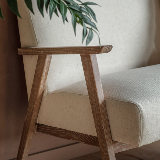 Neelan Fabric 2 Seater Sofa With Wooden Frame In Natural_3