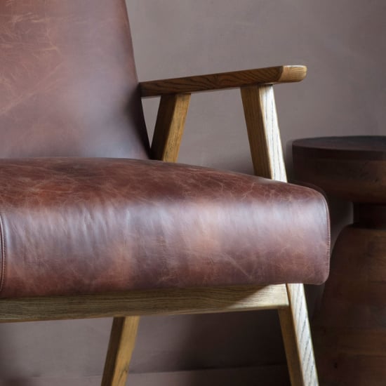 Neelan Leather 2 Seater Sofa With Wooden Frame In Vintage Brown