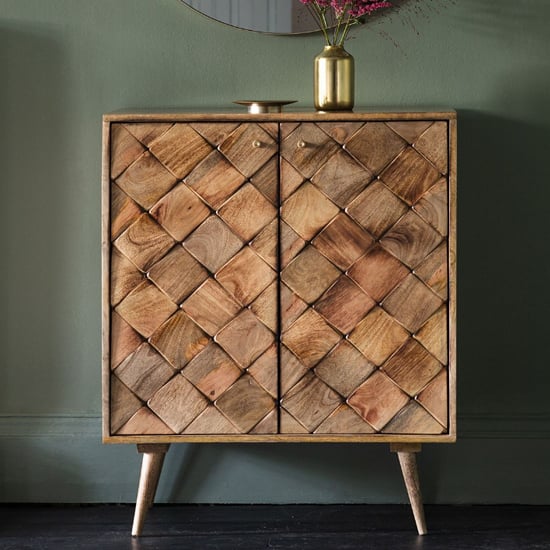 Photo of Neenah compact mango wood sideboard with 2 doors in burnt wax