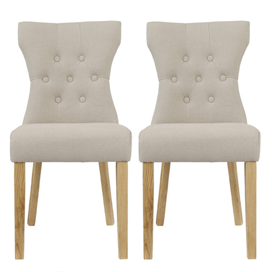 Nefyn Beige Linen Fabric Dining Chairs In Pair_1