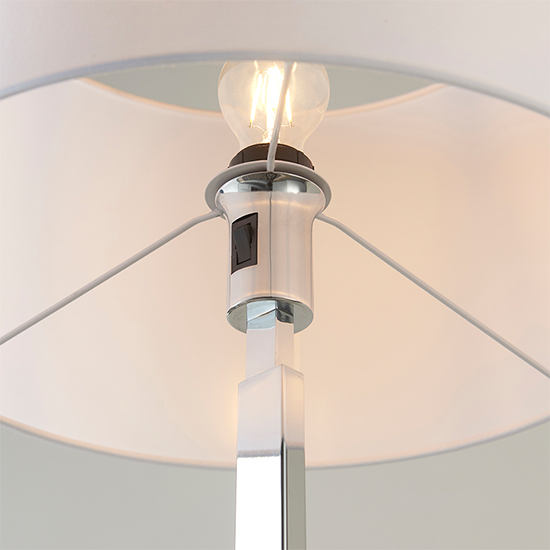 Neiva White Fabric Cylinder Shade Floor Lamp In Polished Chrome_3