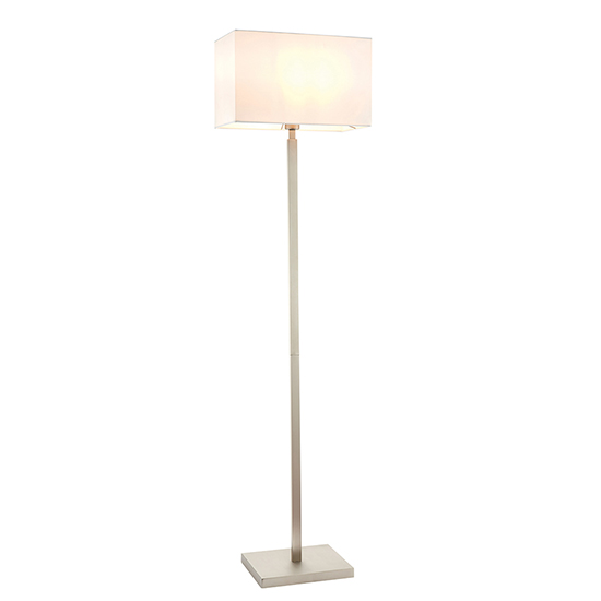 Neiva White Fabric Ractangular Shade Floor Lamp In Matt Nickel_5
