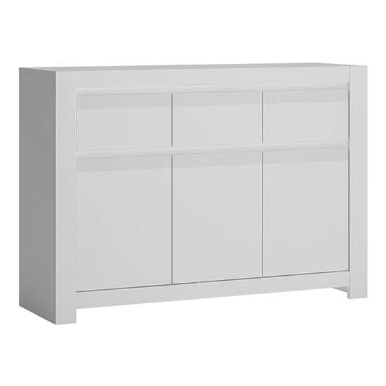 Product photograph of Neka Wooden 3 Doors 3 Drawers Sideboard In Alpine White from Furniture in Fashion