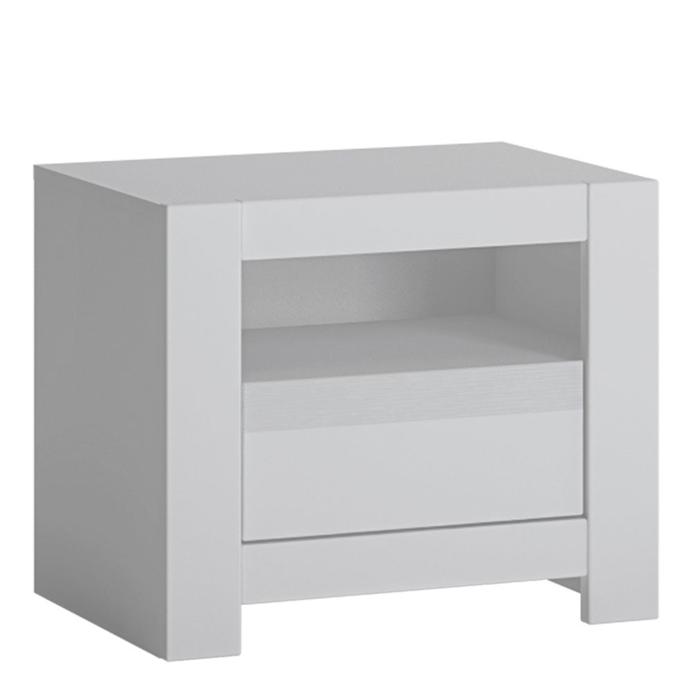 Read more about Neka wooden bedside table with 1 drawer in alpine white