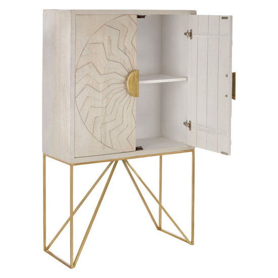 Nekkar Wooden Storage Cabinet In Whitewash And Antique Brass_2