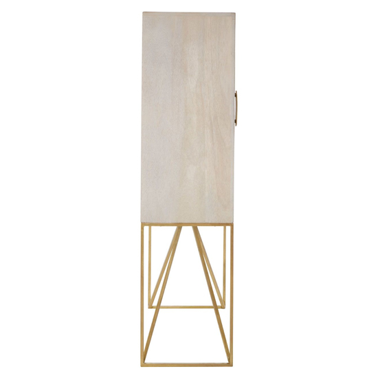 Nekkar Wooden Storage Cabinet In Whitewash And Antique Brass