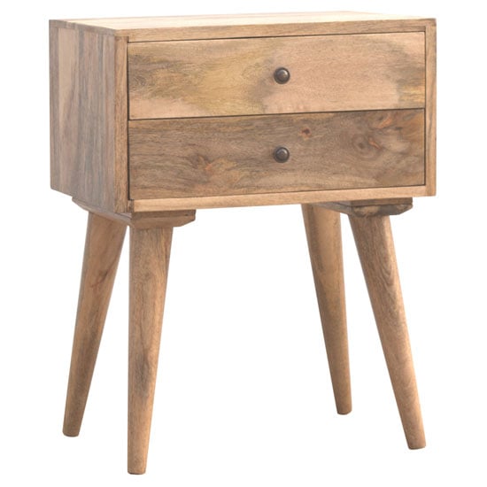 Product photograph of Neligh Wooden Bedside Cabinet In Natural Oak Ish With 2 Drawers from Furniture in Fashion