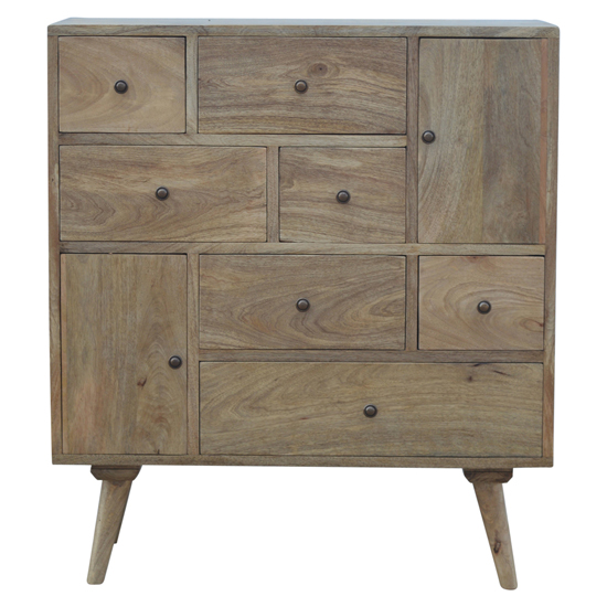 Neligh Wooden Chest Of Drawers In Natural Oak With 9 Drawers