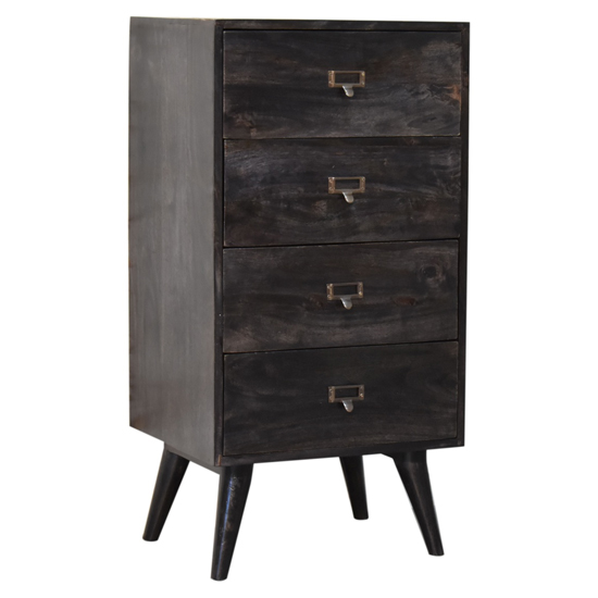 Neligh Wooden Filing Cabinet In Ash Black With 4 Drawers