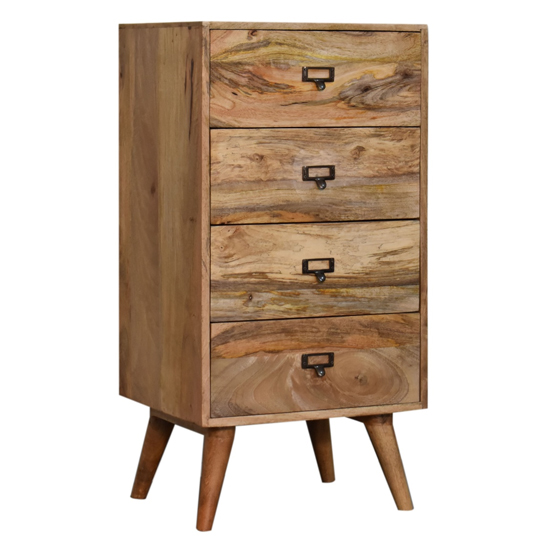 Neligh Wooden Filing Cabinet In Oak Ish With 4 Drawers