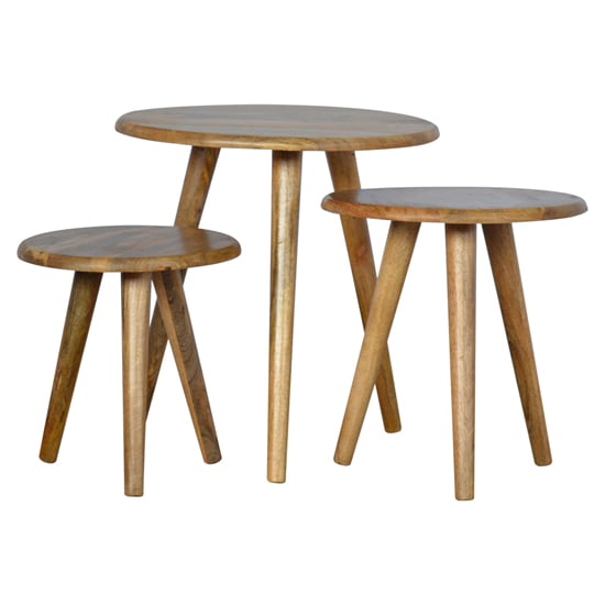 Photo of Neligh wooden set of 3 nesting tables in natural oak ish