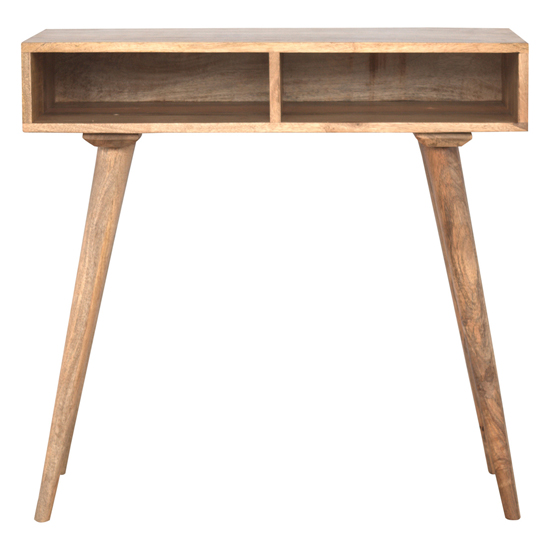 Neligh Wooden Study Desk In Natural Oak Ish With Open Shelves