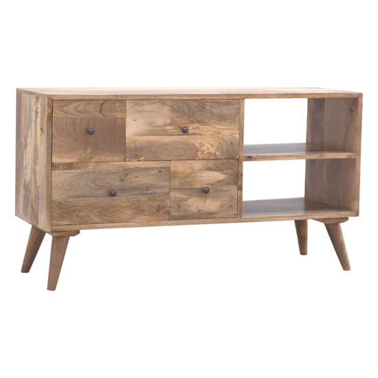 Read more about Neligh wooden tv stand in natural oak ish with 2 shelves