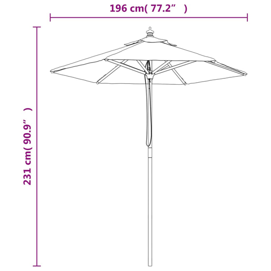 Nella Fabric Garden Parasol In Anthracite With Wooden Pole