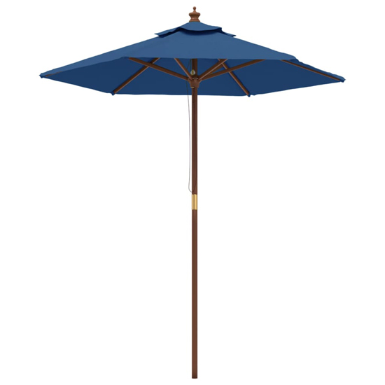 Nella Fabric Garden Parasol In Azure Blue With Wooden Pole