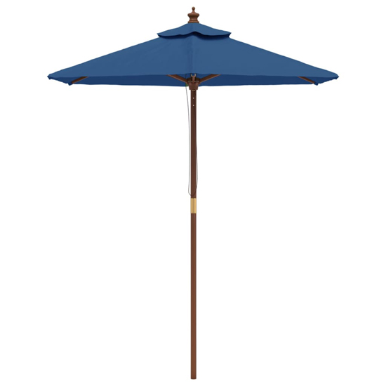 Nella Fabric Garden Parasol In Azure Blue With Wooden Pole
