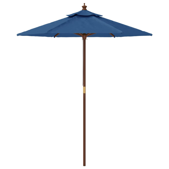 Nella Fabric Garden Parasol In Azure Blue With Wooden Pole
