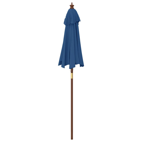 Nella Fabric Garden Parasol In Azure Blue With Wooden Pole