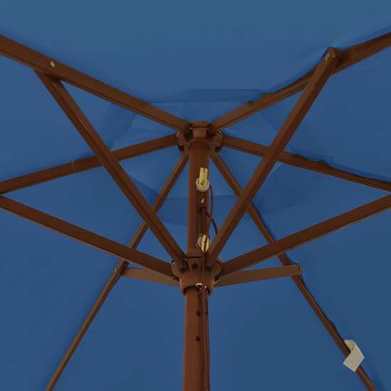 Nella Fabric Garden Parasol In Azure Blue With Wooden Pole