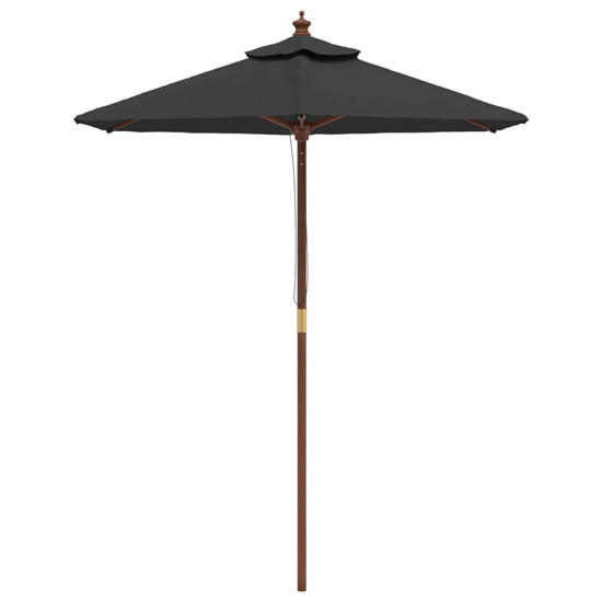 Nella Fabric Garden Parasol In Black With Wooden Pole