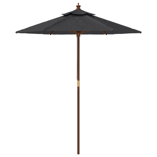 Nella Fabric Garden Parasol In Black With Wooden Pole