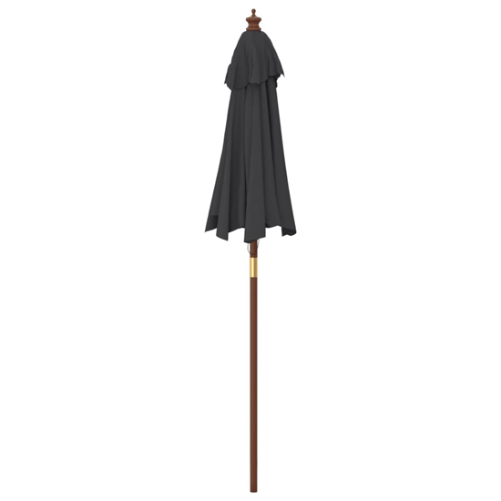 Nella Fabric Garden Parasol In Black With Wooden Pole