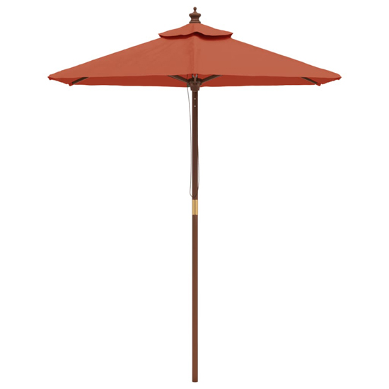 Nella Fabric Garden Parasol In Terracotta With Wooden Pole