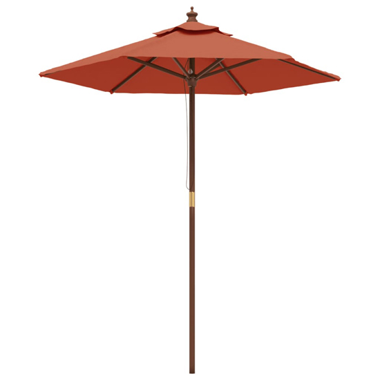 Nella Fabric Garden Parasol In Terracotta With Wooden Pole