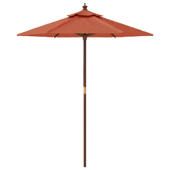 Nella Fabric Garden Parasol In Terracotta With Wooden Pole