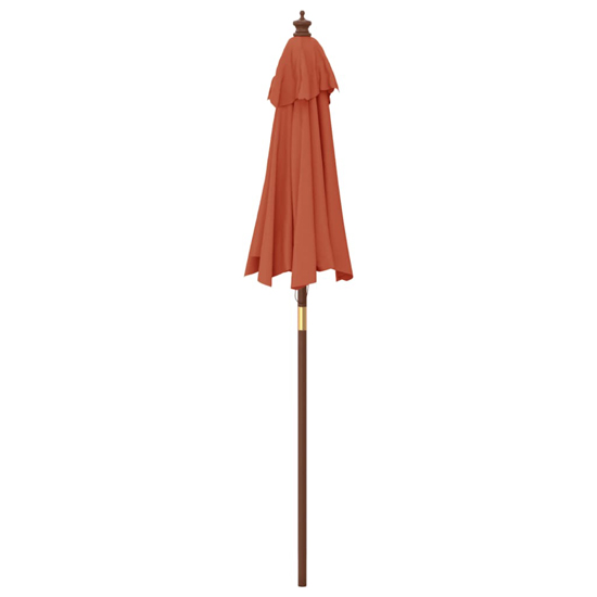 Nella Fabric Garden Parasol In Terracotta With Wooden Pole