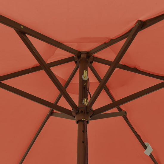 Nella Fabric Garden Parasol In Terracotta With Wooden Pole