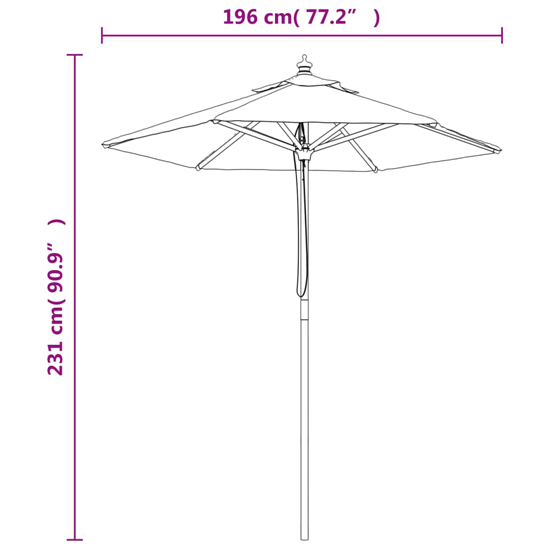 Nella Fabric Garden Parasol In Terracotta With Wooden Pole