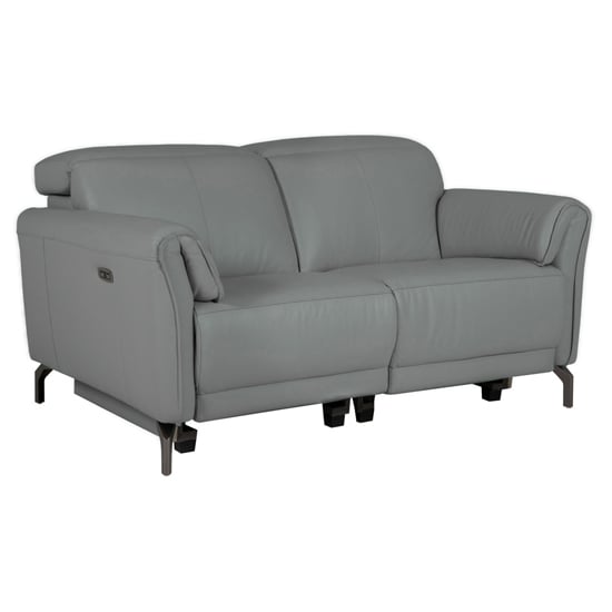 Nellie Leather Electric Recliner 2 Seater Sofa In Steel