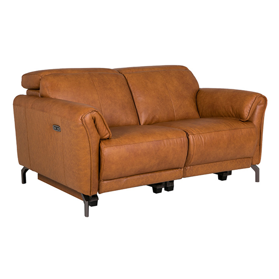 Product photograph of Nellie Leather Electric Recliner 2 Seater Sofa In Tan from Furniture in Fashion