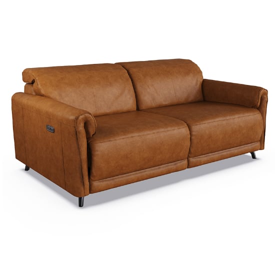 Product photograph of Nellie Leather Electric Recliner 3 Seater Sofa In Tan from Furniture in Fashion