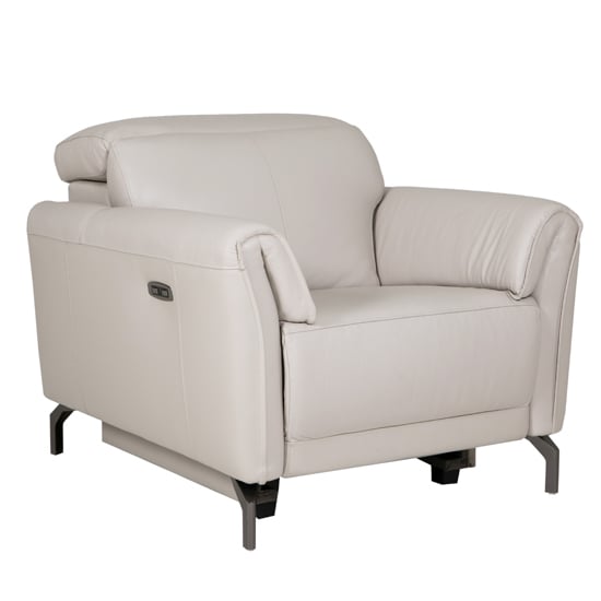 Product photograph of Nellie Leather Electric Recliner Armchair In Cashmere from Furniture in Fashion