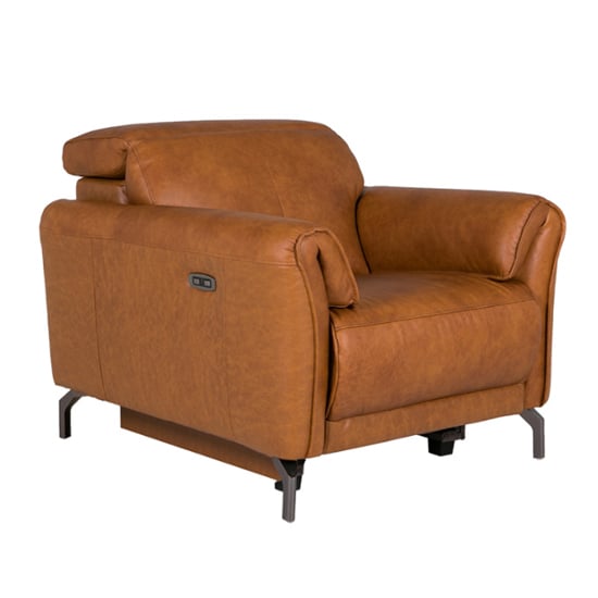 Product photograph of Nellie Leather Electric Recliner Armchair In Tan from Furniture in Fashion