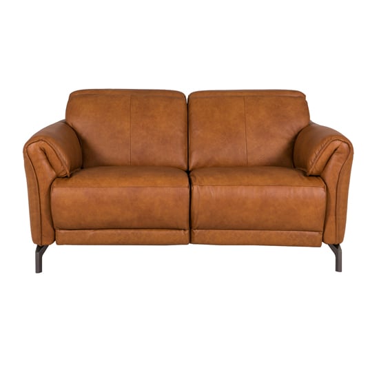 Nellie Leather Fixed 2 Seater Sofa In Tan_2