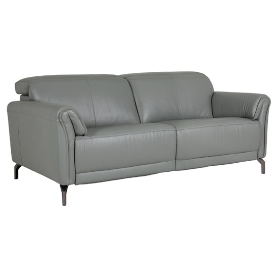 Product photograph of Nellie Leather Fixed 3 Seater Sofa In Steel from Furniture in Fashion