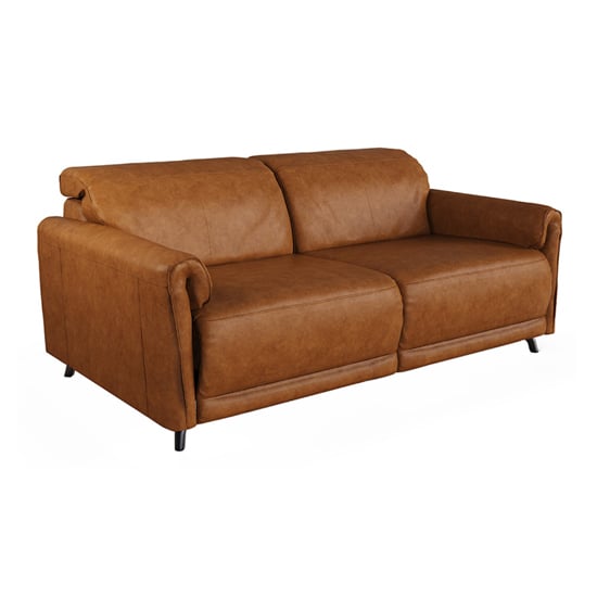Product photograph of Nellie Leather Fixed 3 Seater Sofa In Tan from Furniture in Fashion