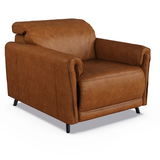 Product photograph of Nellie Leather Fixed Armchair In Tan from Furniture in Fashion