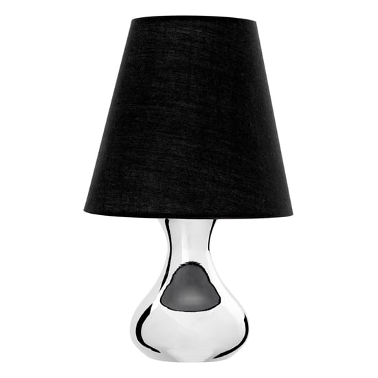 Product photograph of Nellstrom Black Fabric Shade Table Lamp With Chrome Metal Base from Furniture in Fashion
